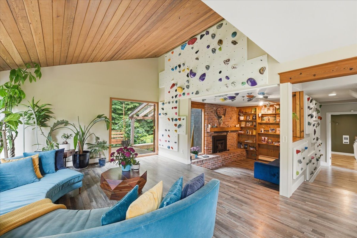 Living room with climbing wall